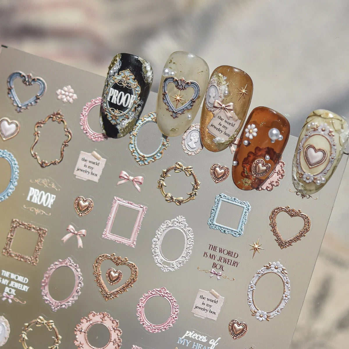 5D Embossed Nail Art Stickers | Lace Bow Floral Self-Adhesive Nail Art Stickers QXL
