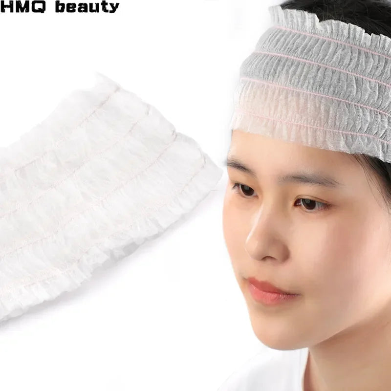 Disposable Non-Woven Elastic Headbands for Salon & Spa | 10–50 Pack Disposable Headbands QXL White 30 pcs