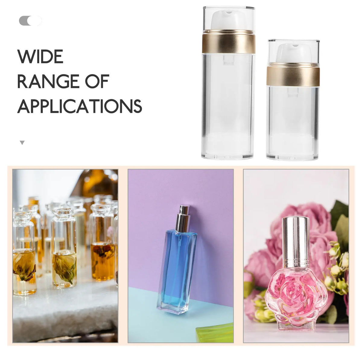 4-Pack Airless Pump Bottles 30ml 50ml | Refillable Travel Skincare Airless Pump Bottles QXL