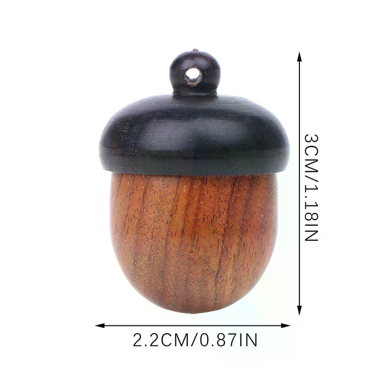 Mini Sandalwood Acorn Pill Box | Keychain Storage Case Pill Box QXL