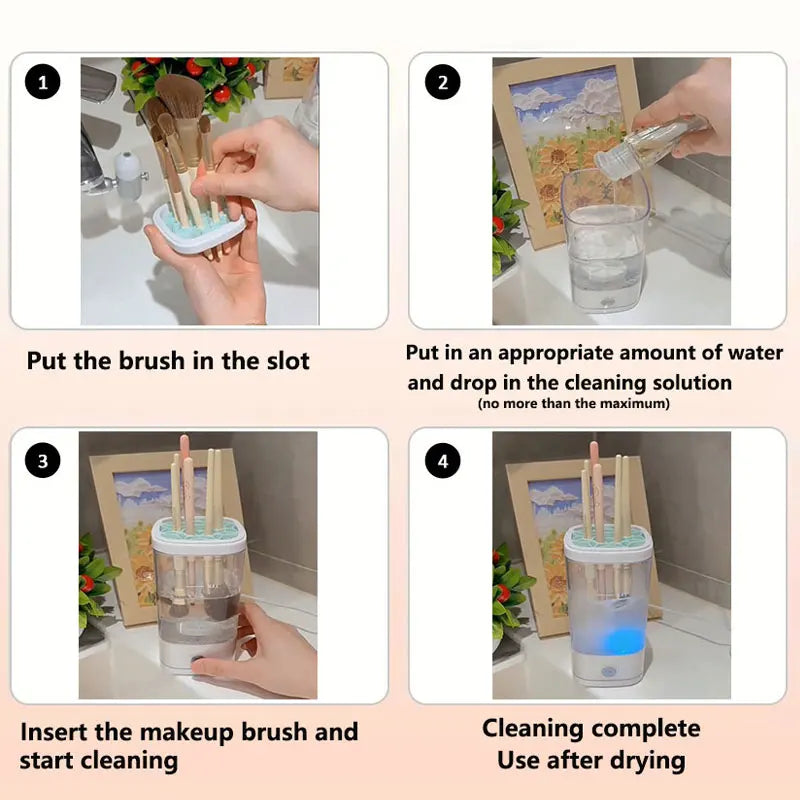 Electric Makeup Brush Cleaner Machine | 6500 RPM Portable Brush Cleaning Machine QXL