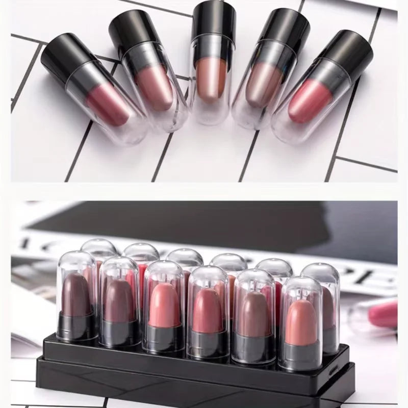 12-Piece Matte Lipstick Gift Set | Waterproof Velvet Lip Gloss Matte Lipstick Set QXL