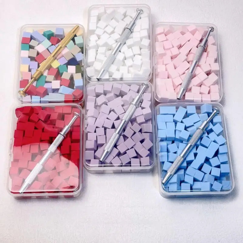 100-Pack Gradient Sponge Brushes for Nail Art Gel & Glitter Nail Art Sponge Brush QXL