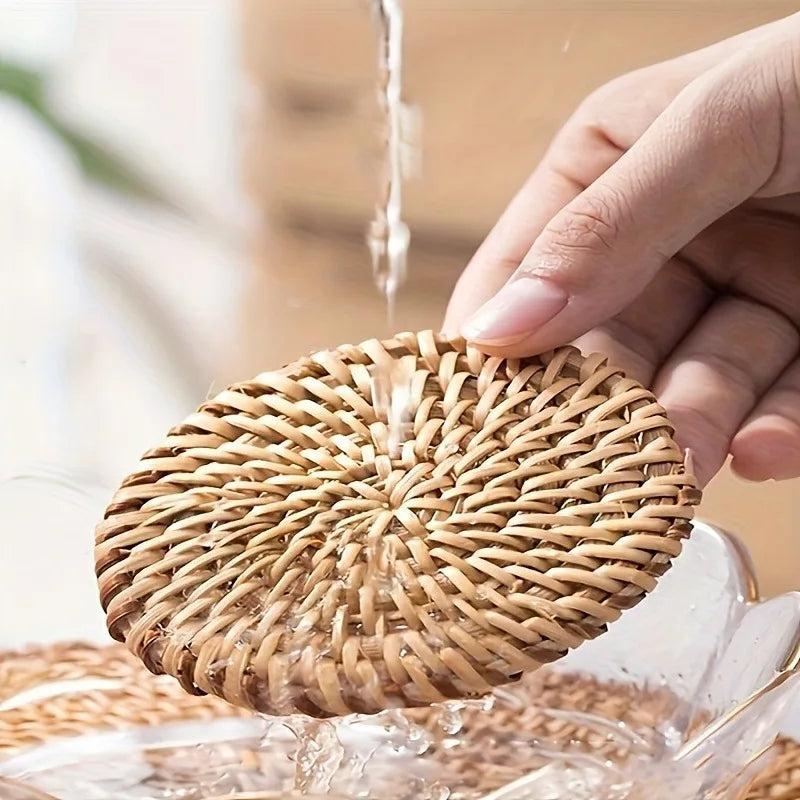 Autumn Rattan Braided Coaster | Elegant Home Decor Tableware Table Coaster QXL