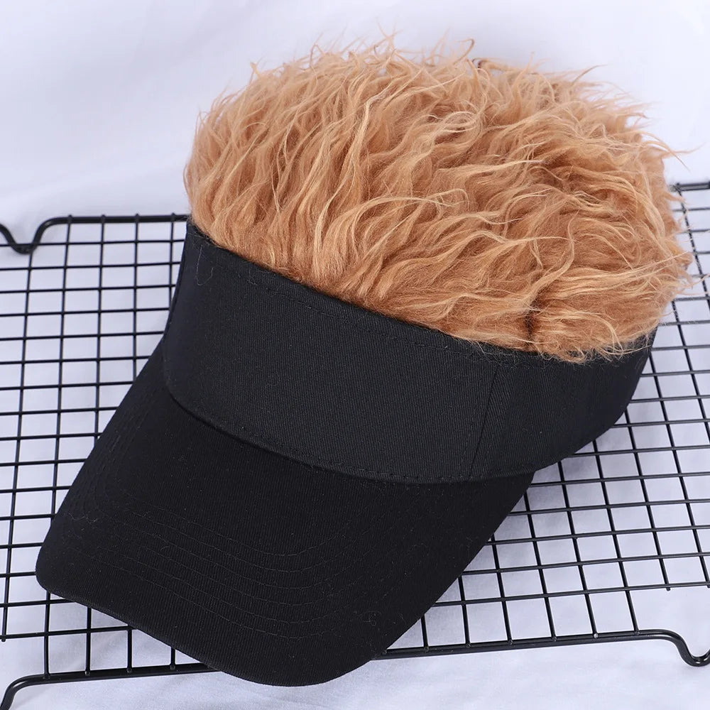 Wig Baseball Cap | Fun Novelty Hat for Men & Women Novelty Wig Hat QXL Brown
