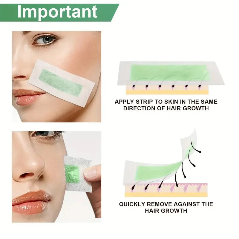 10-Pack Cold Wax Strips – Face, Arm, Leg & Body Hair Removal Cold Wax Strips QXL