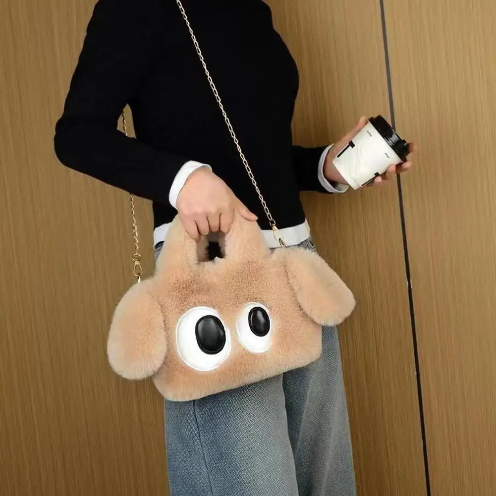 Kawaii Big Eye Plush Crossbody Bag | Y2K Cute Shoulder Purse Plush Crossbody Bag QXL