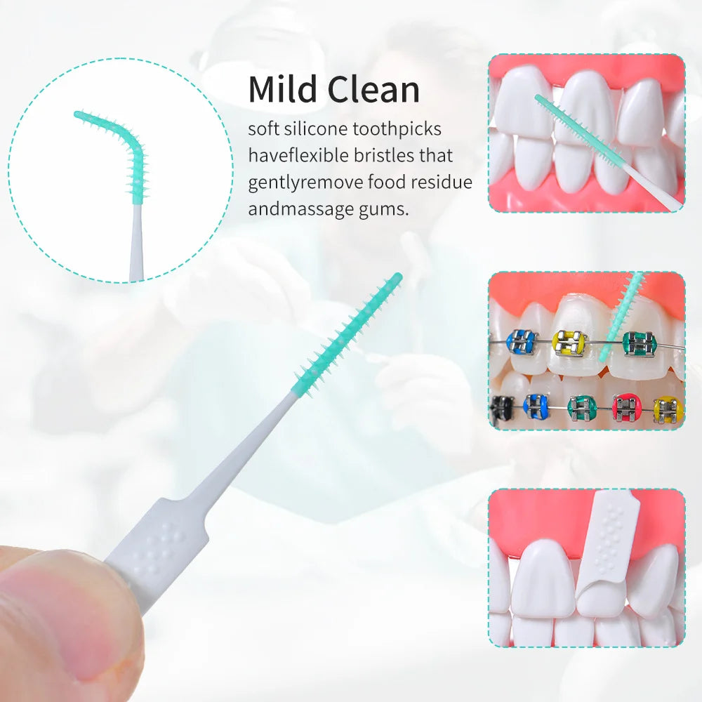 Silicone Interdental Brushes with Floss | 20/40/200 Pack Interdental Brush QXL