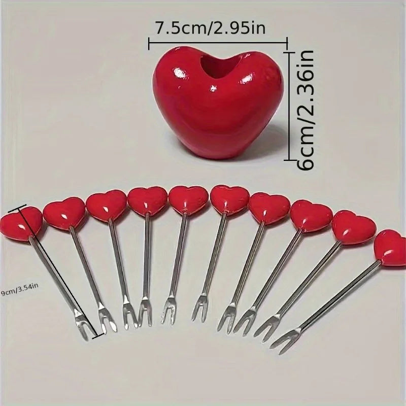 Stainless Steel Heart Fruit & Cake Fork Set | Party Tableware Dessert Fork Set QXL