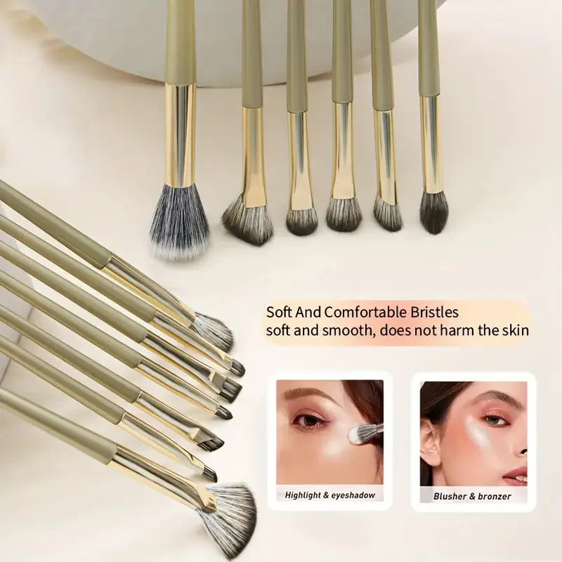 13-Piece Gold-Plated Makeup Brush Set | Eye & Face Tools Makeup Brush Set QXL