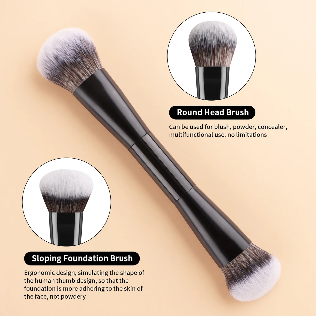 Ronshadow 10-Pc Double-Ended Makeup Brush Kit | Full Face Makeup Brush Set QXL