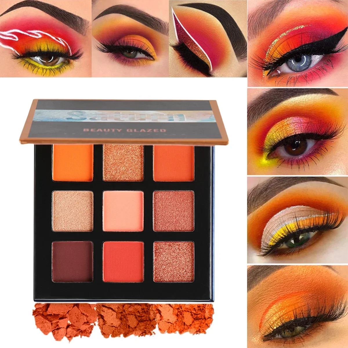 Beauty GLAZED 9-Color Shimmer & Matte Eyeshadow Palette Eyeshadow Palette QXL