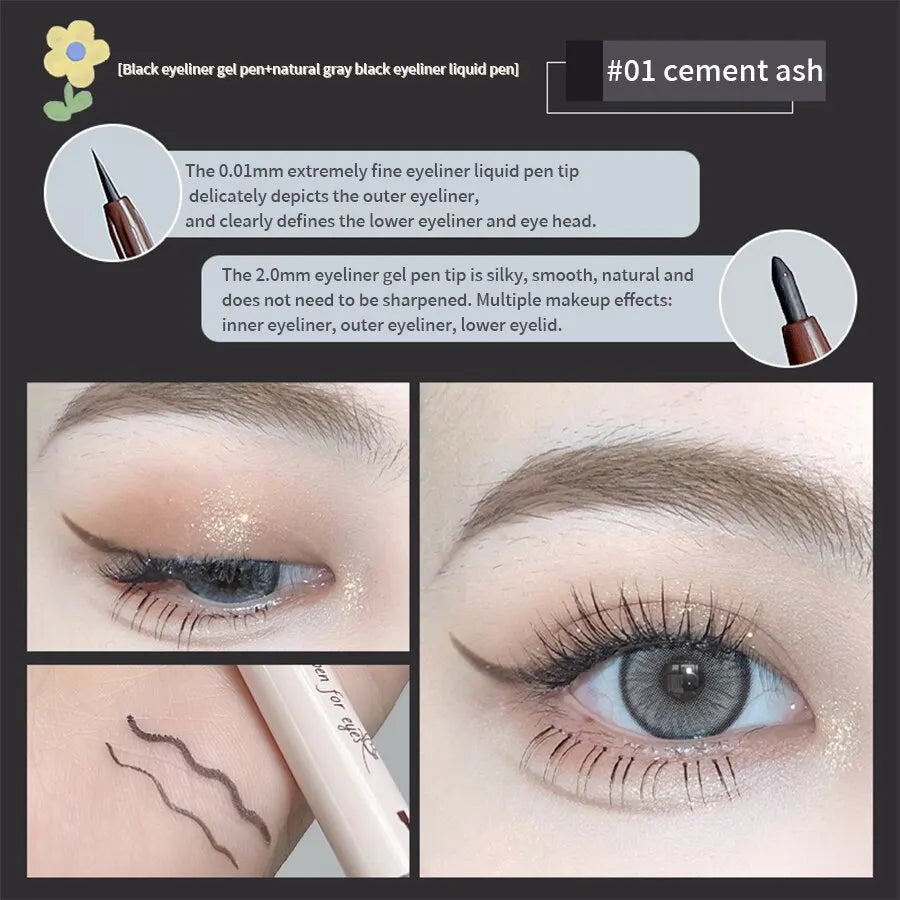 MAXFINE Double Head Liquid Eyeliner | Fine Tip Waterproof Pen Liquid Eyeliner Pen QXL 01