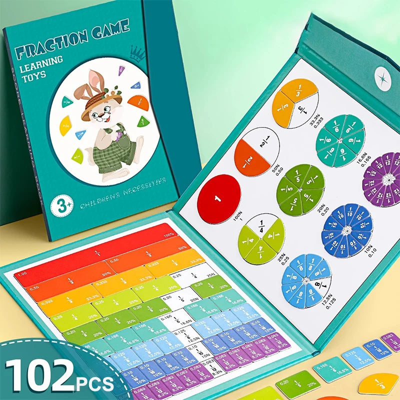 Magnetic Fraction Tiles 51-Pc Set with Learning Book | Kids Math Educational Math Toy QXL Default Title