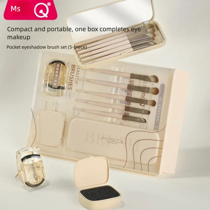MSQ 5-Piece Pocket Eyeshadow Brush Set with Storage Box Eyeshadow Brush Set QXL