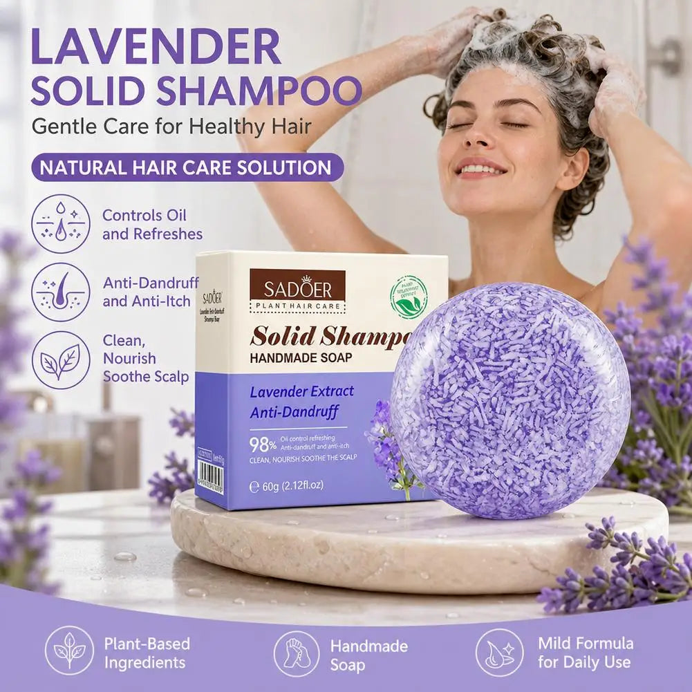 SADOER Lavender Solid Shampoo Bar – Scalp Care & Volume Solid Shampoo Bar QXL