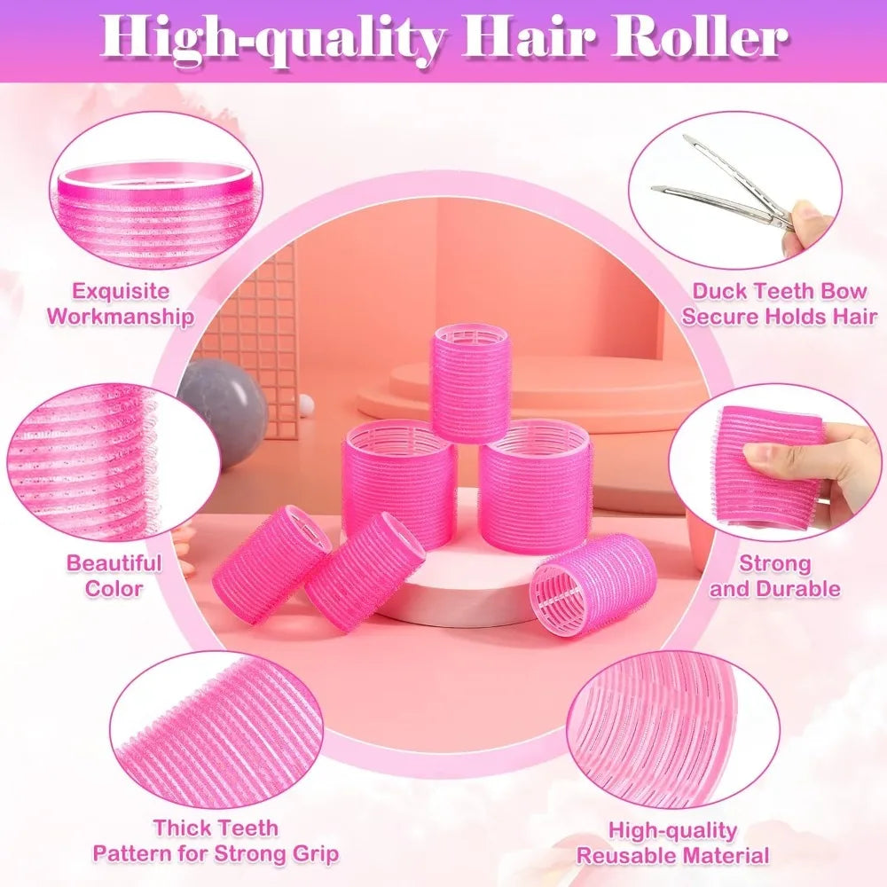 30-Piece Heatless Hair Roller Set with Clips | Self-Grip Curlers Heatless Hair Rollers QXL