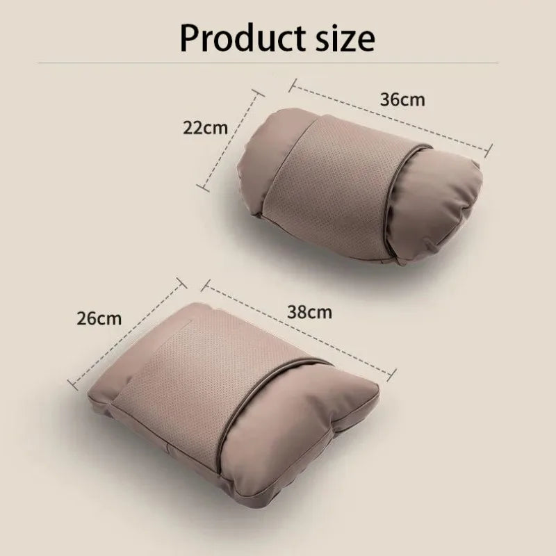 Nappa Leather Car Headrest Neck & Lumbar Pillow Set Car Seat Pillow Set QXL