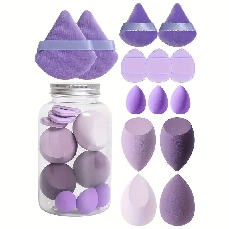 14-Pc Makeup Sponge & Puff Set with Storage Jar | Wet & Dry Makeup Sponge Set QXL