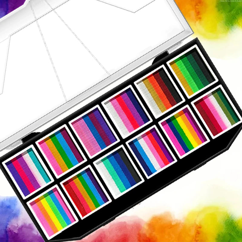 12-Color Water-Soluble Face & Body Paint Kit with Brush Face & Body Paint Kit QXL