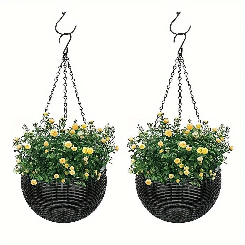 Self-Watering Hanging Planter | Rattan Design | Easy Drain Hanging Planter QXL