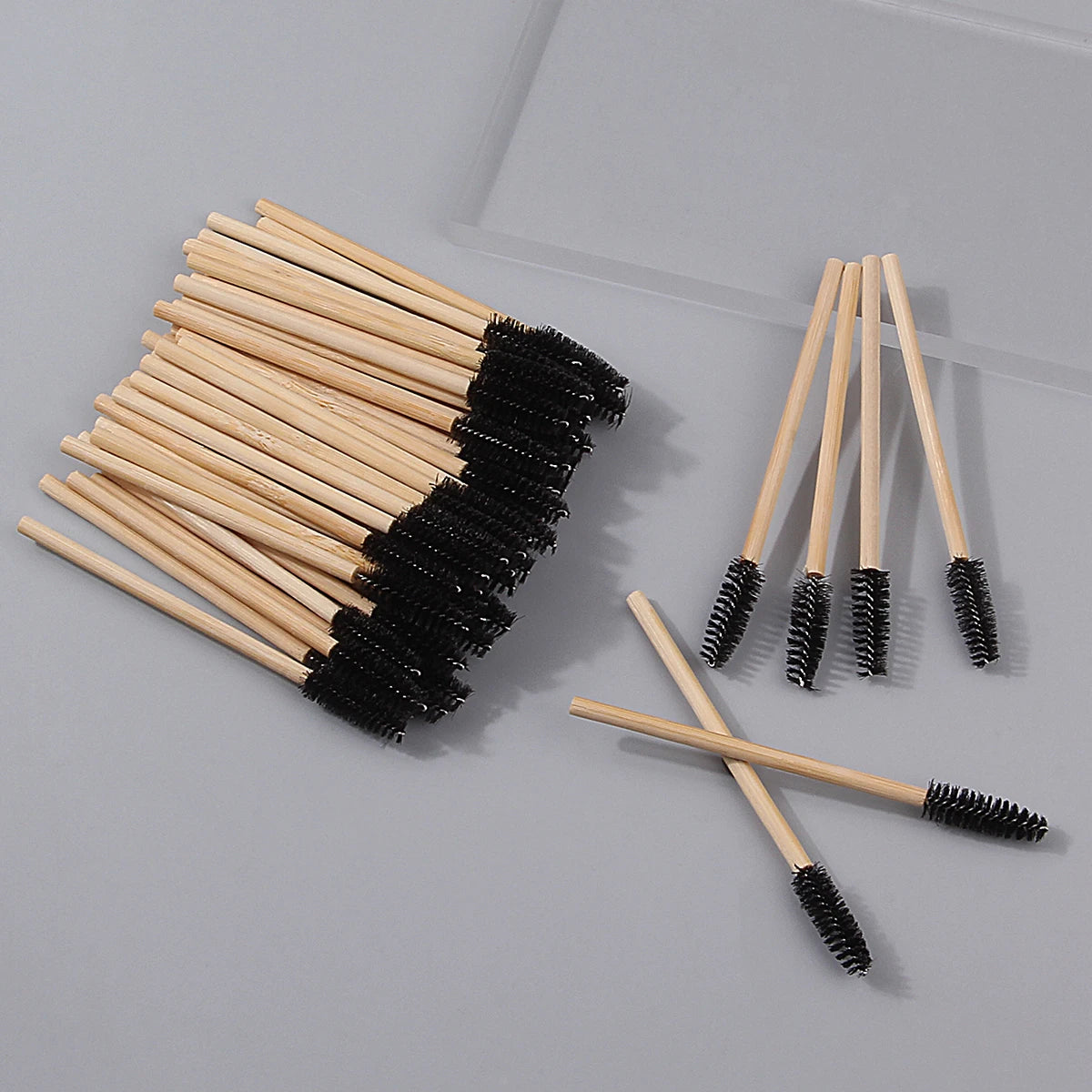 50-Pack Bamboo Mascara Wands & Spiral Spoolie Brushes Mascara Wand Set QXL