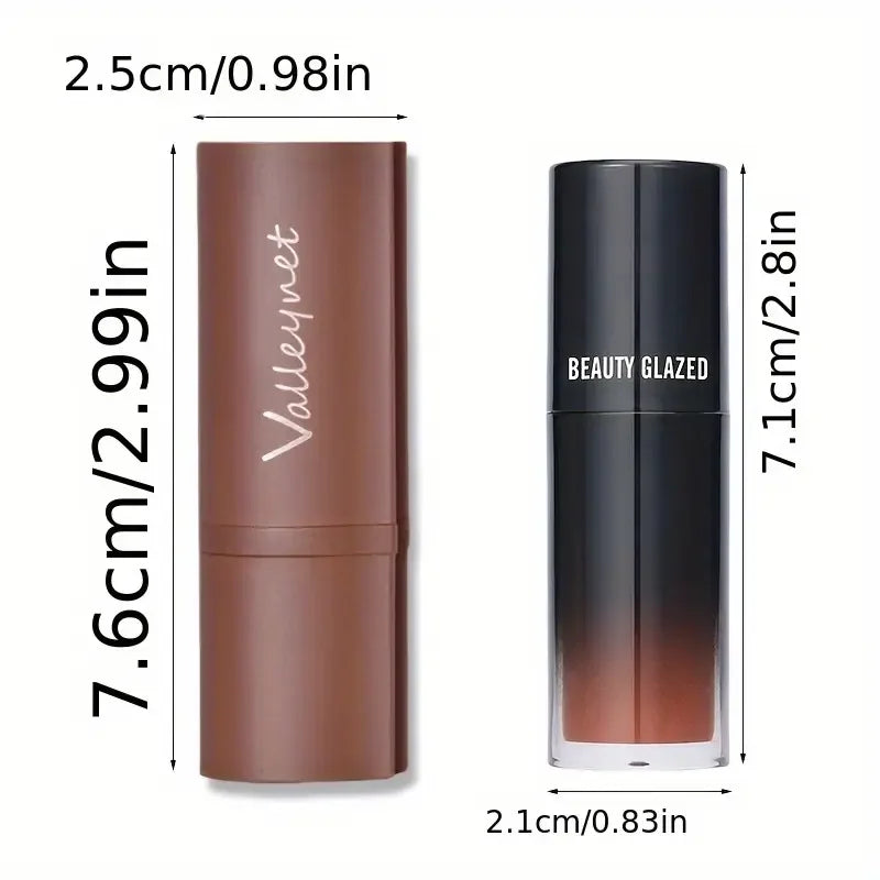 Beauty Glazed Glitter Lip Gloss & Brown Liner Combo | 2pc Set Lip Gloss & Liner Set QXL