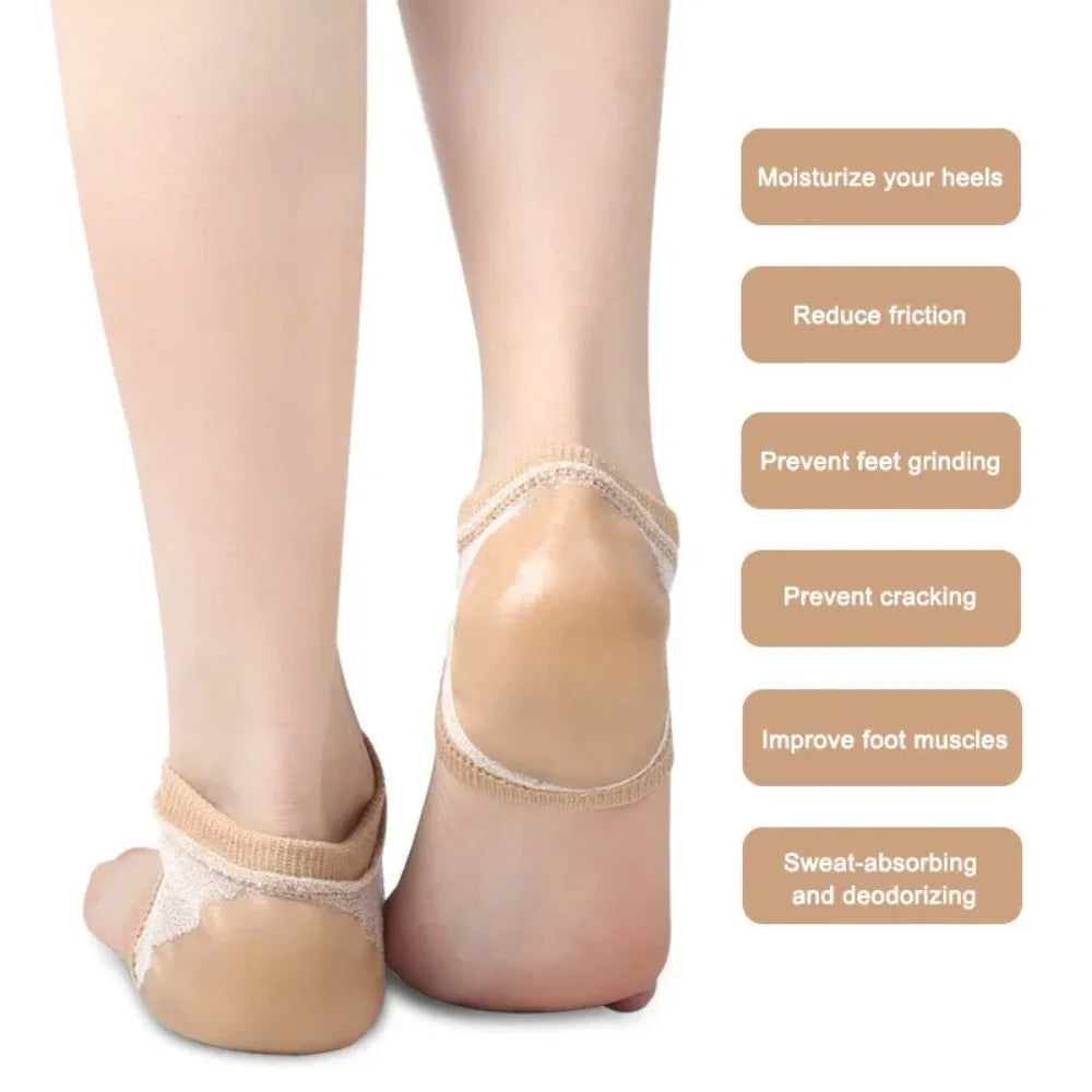 Gel Heel Protector Socks | Silicone Cushion Pads – 1 Pair Gel Heel Protector QXL