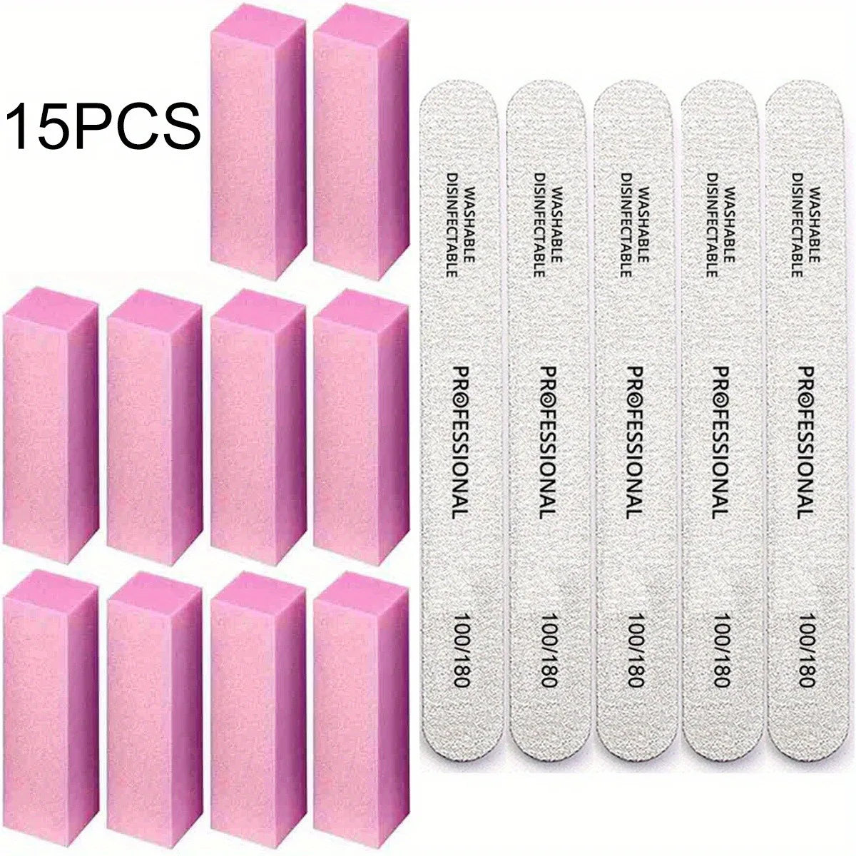 15-Pack 4-Sided Nail Buffer Blocks | Sponge Sanding & Shine Set Nail Buffer Blocks QXL