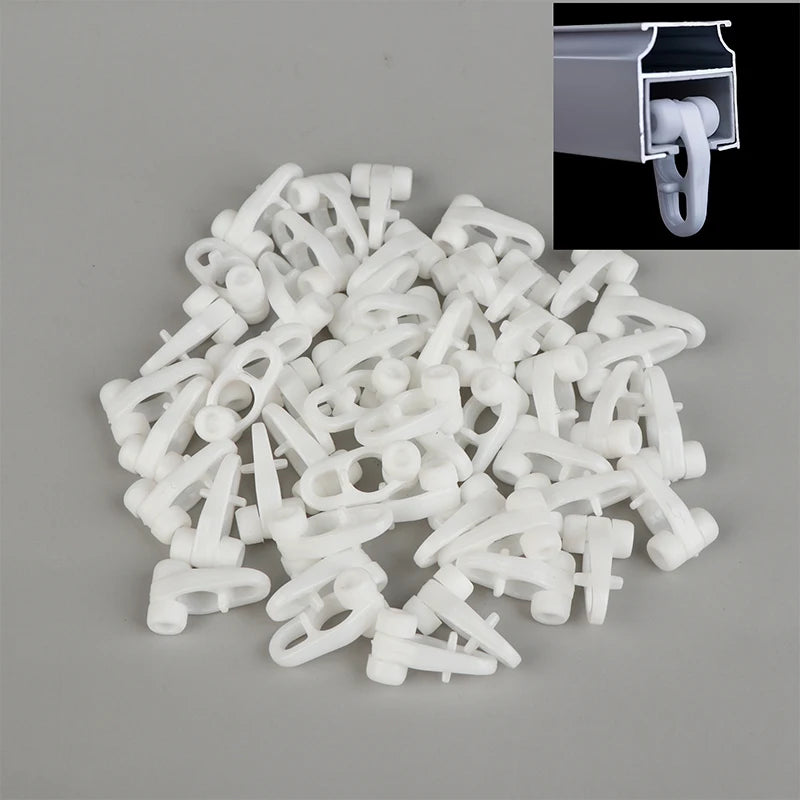 50-Pack Curtain Rail Sliding Wheel Hooks | Universal Track Sliders Curtain Track Hooks QXL Default Title