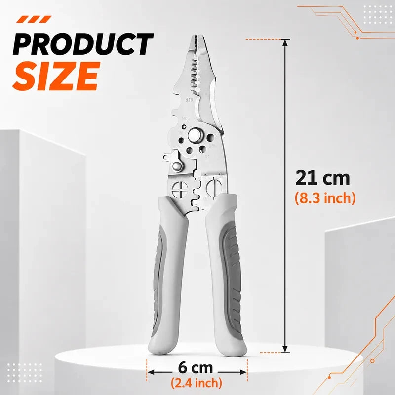 8.5" Stainless Steel Electrical Pliers – Wire Stripper & Crimper Electrical Pliers QXL