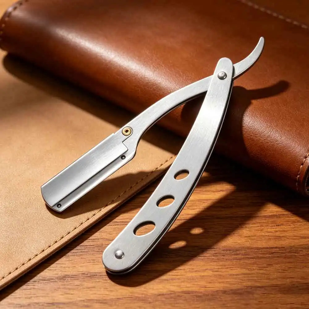 Foldable Straight Razor Holder | Stainless Steel Men's Shaver Straight Razor Holder QXL