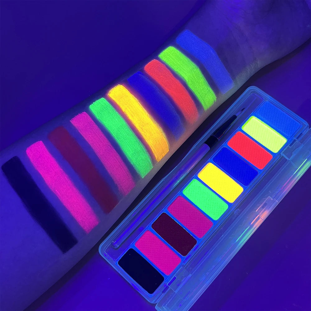 VERONNI 10-Color UV Neon Glow Face & Body Paint Palette UV Body Paint Palette QXL 10 color
