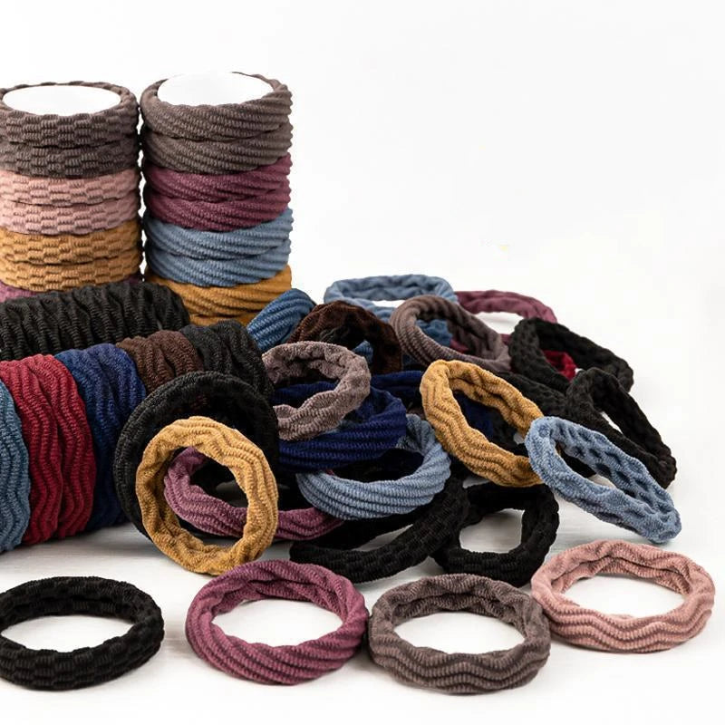 50-Pack Jacquard Elastic Hair Ties & Rope Set for Women Elastic Hair Ties QXL