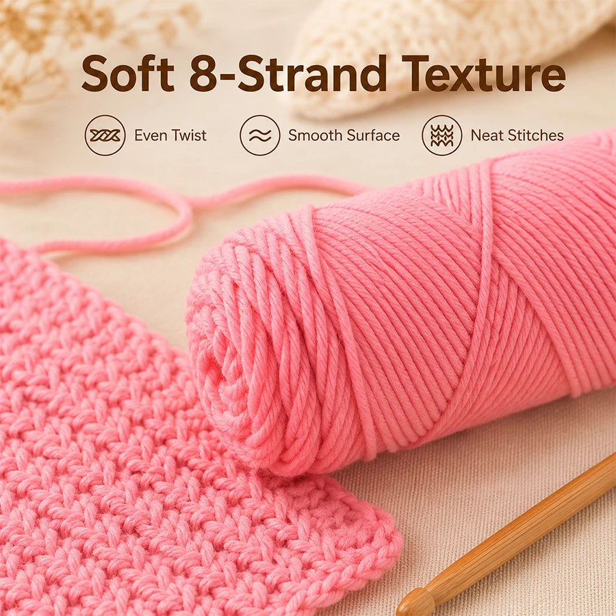 8-Ply Milk Cotton Yarn | Soft Knitting & Crochet Thread Knitting Crochet Yarn QXL