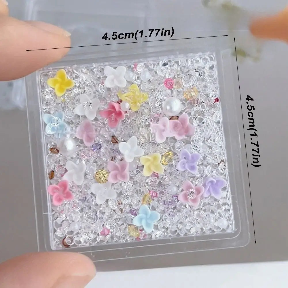 Floral Pearl Nail Art Charms | DIY Manicure Decoration Box Nail Art Charms QXL