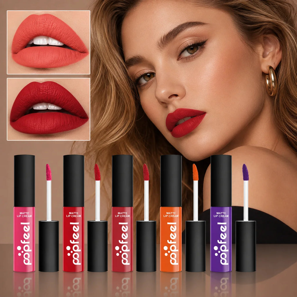POPFEEL 6-Pc Matte Nude Lip Gloss Set | Long-Lasting Lipstick Matte Liquid Lipstick QXL