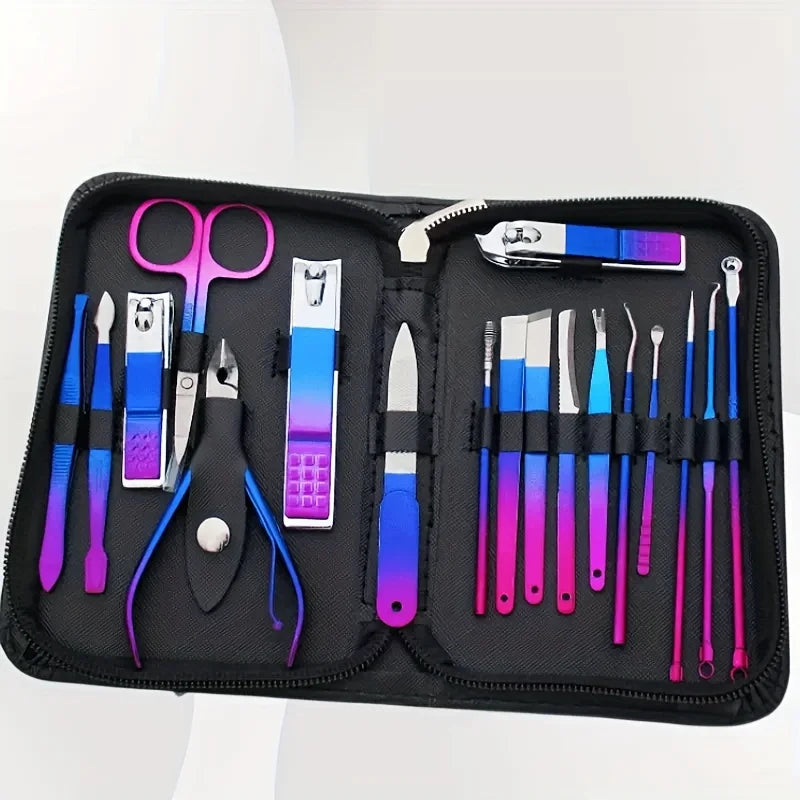 Professional Stainless Steel Manicure & Pedicure Kit + Case Manicure Pedicure Kit QXL