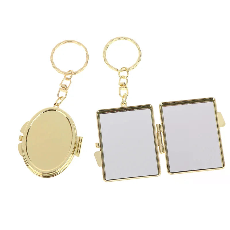 Mini Folding Makeup Mirror Keychain | Double-Sided Metal Compact Makeup Mirror QXL