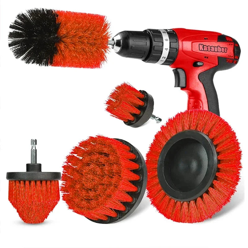 EAFC Drill Scrubber Brush Kit 3-Pc & 5-Pc | Nylon Cleaning Set Drill Scrubber Brush Kit QXL
