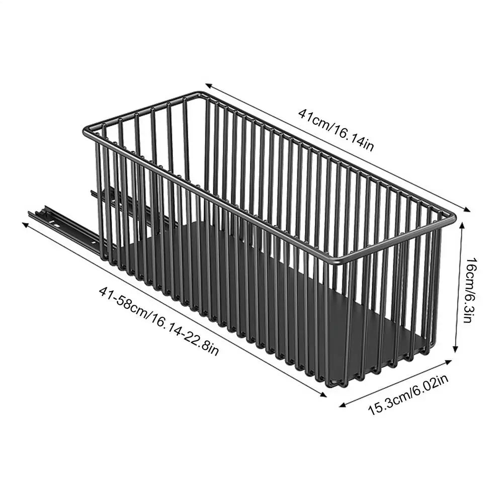 Metal Pull-Out Under Sink Organizer | Cabinet Storage Basket Cabinet Pull-Out Organizer QXL Black