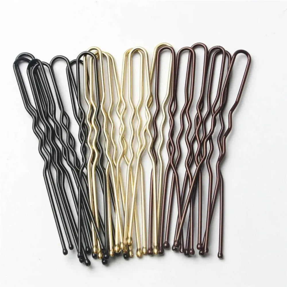 50-Pack U-Shaped Bobby Pins Wave Grip Bun Clips 5/6/7cm Bobby Hair Pins QXL