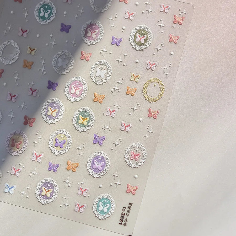 5D Lace Bow & Pearl Self-Adhesive Nail Stickers | Nail Decals Nail Art Stickers QXL to3851