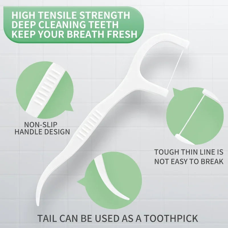 55-Pack Superfine Disposable Dental Floss Picks | Family Pack Dental Floss Picks QXL