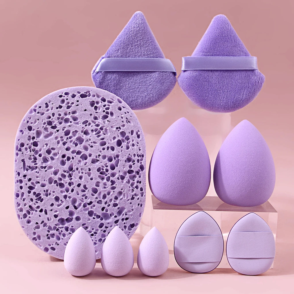 KOSSHOW 10-Pc Purple Makeup Sponge Set | Blending & Puffs Makeup Sponge Set QXL