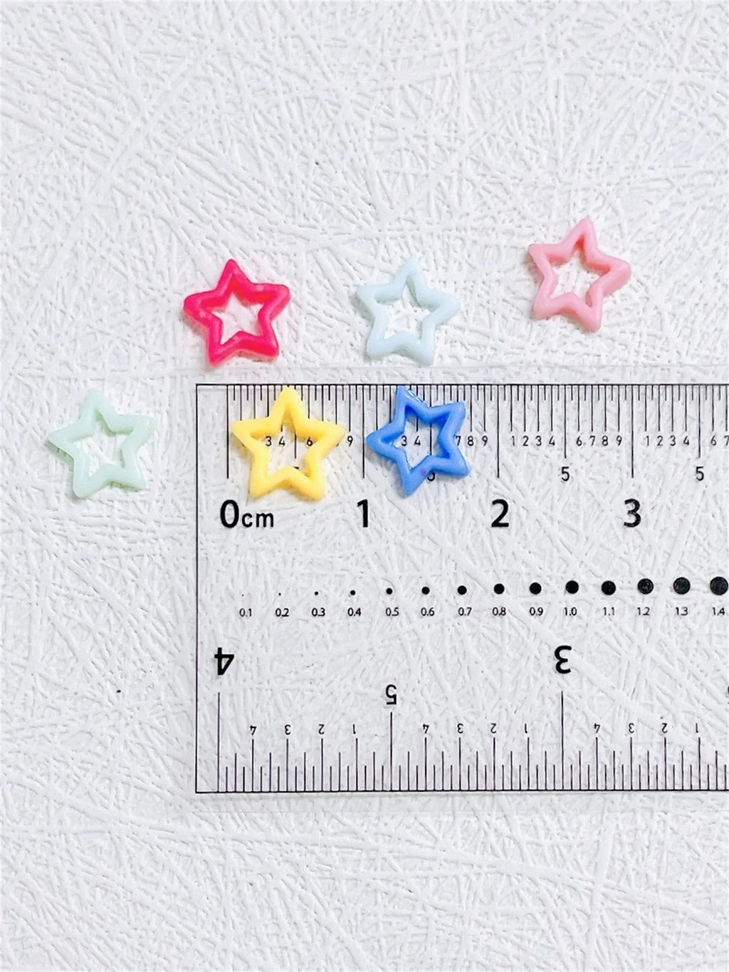 20-Pack 3D Macaron Star Resin Nail Charms | Kawaii Hollow DIY Resin Nail Charms QXL