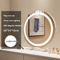 LED Vanity Mirror with Lights | HD Round Desktop Makeup Mirror LED Makeup Mirror QXL White W50cm