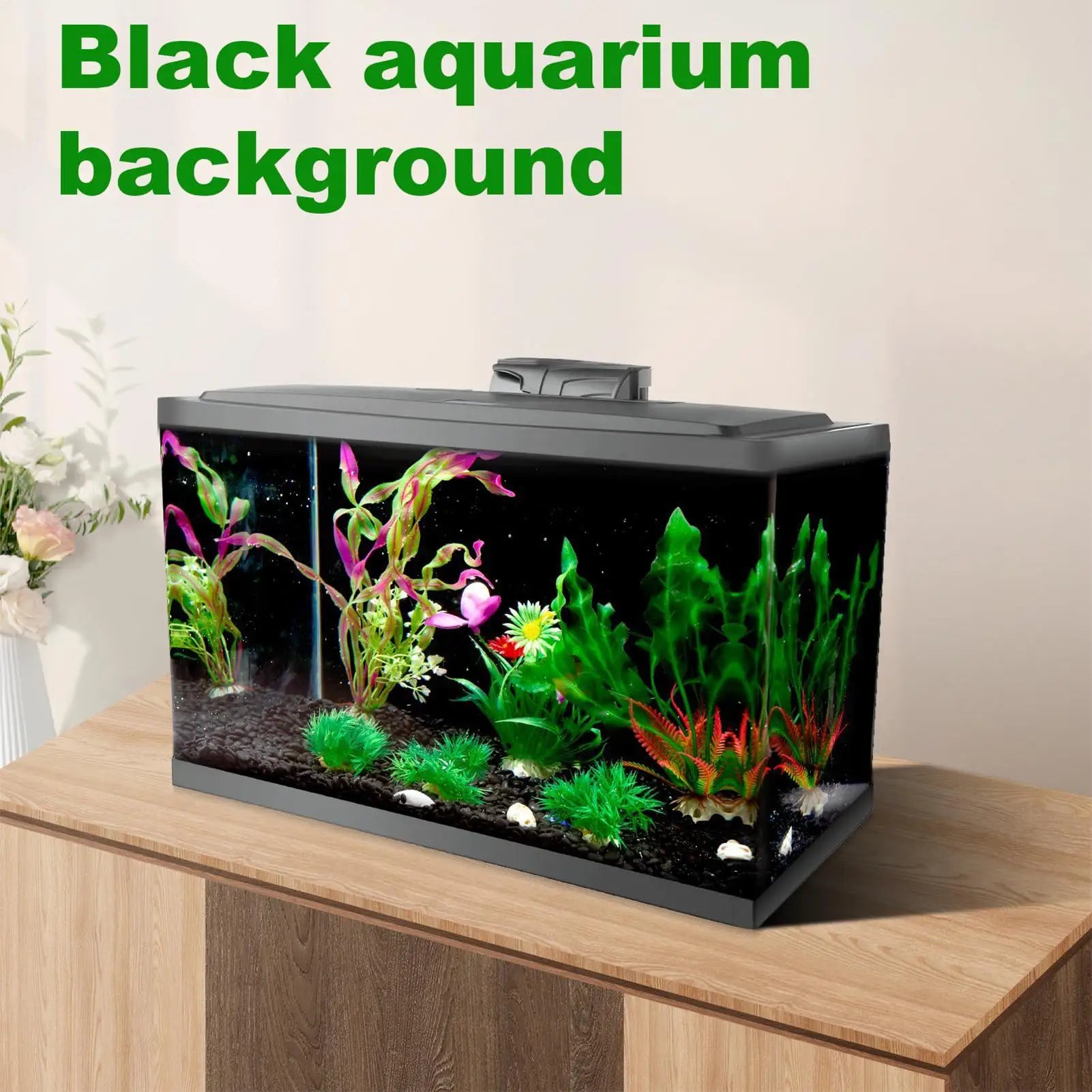 Black Aquarium Background Static Cling Sticker | PVC Fish Tank Aquarium Background QXL