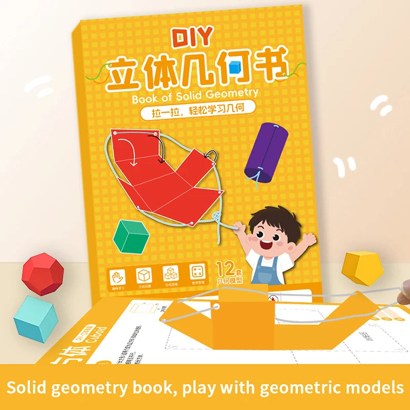 3D Geometry DIY Learning Book | Kids Spatial Thinking Game Educational Activity Book QXL
