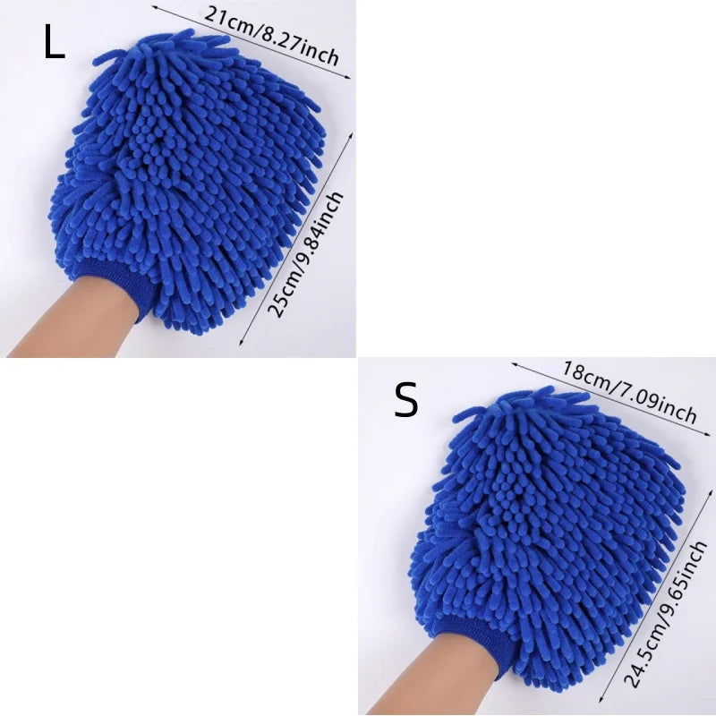 Chenille Car Wash Glove | Double-Sided Plush Detailing Mitt Car Wash Mitt QXL